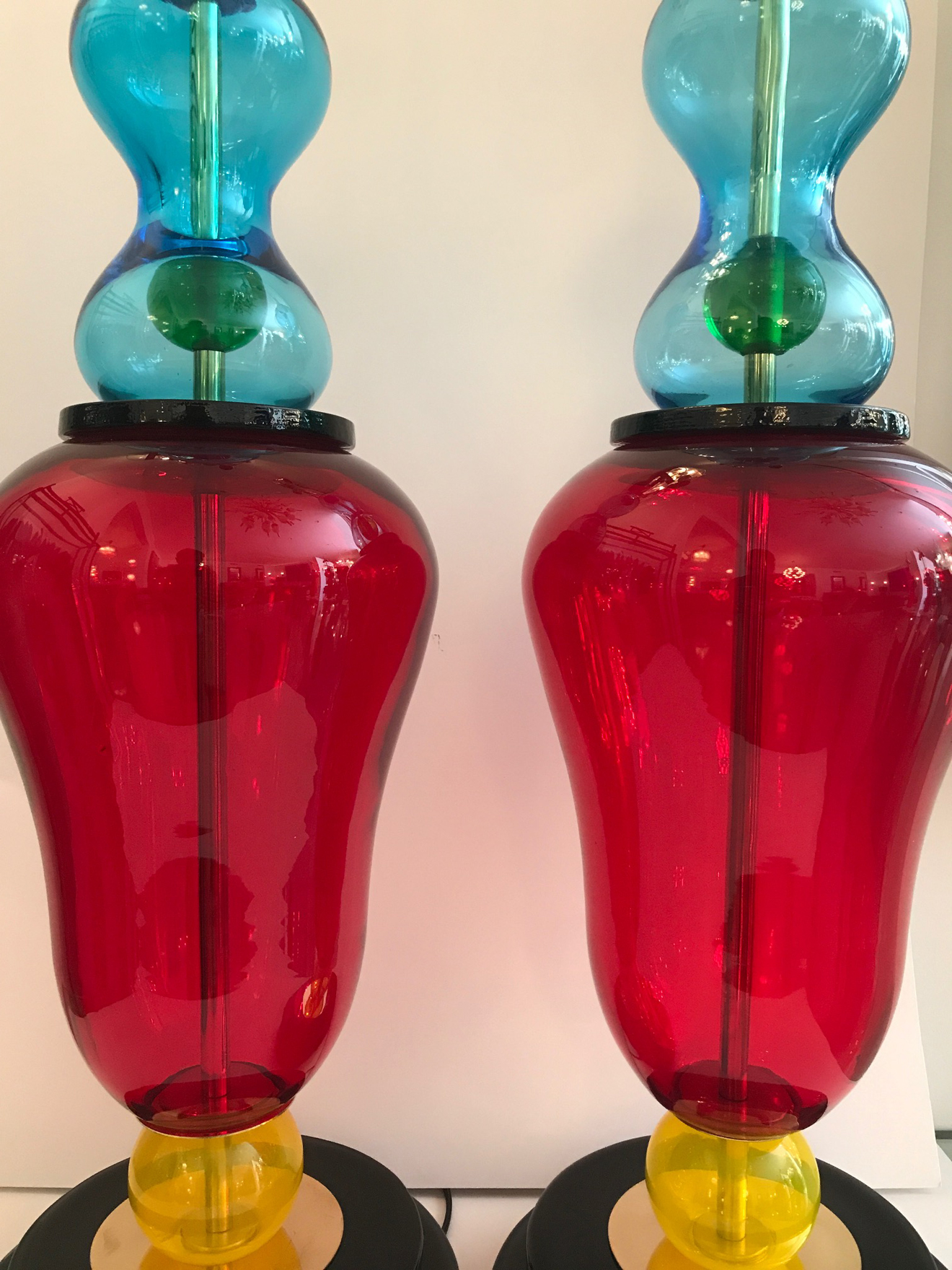 Pair of Murano Studio Glass Table Lamps